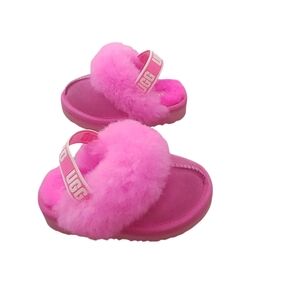 Baby Girl Hot Pink Faux Fur Lined Ugg Funkette Slipper- 6T